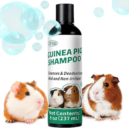 Guinea Pig Shampoo 8 oz - Naturally Effective Shine Skin & Coat Formula - NO Fragrance, Hypoallergenic, Relieves Dry, Itchy Skin, Eliminates Odors