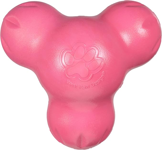 WEST PAW Zogoflex Tux Treat Dispensing Dog Chew Toy – Interactive Chewing Toy for Dogs – Dog Games for Aggressive Chewers, Fetch, Catch – Holds Kibble, Treats, Large 5", Geranium