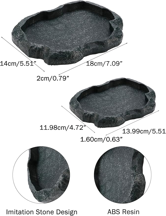 Tortoise Water Dish, 7.1 * 5.5 * 0.8in Reptile Water Dish, Reptile Food Dish Suitable for the Feeding and Watering Needs of Various Pets