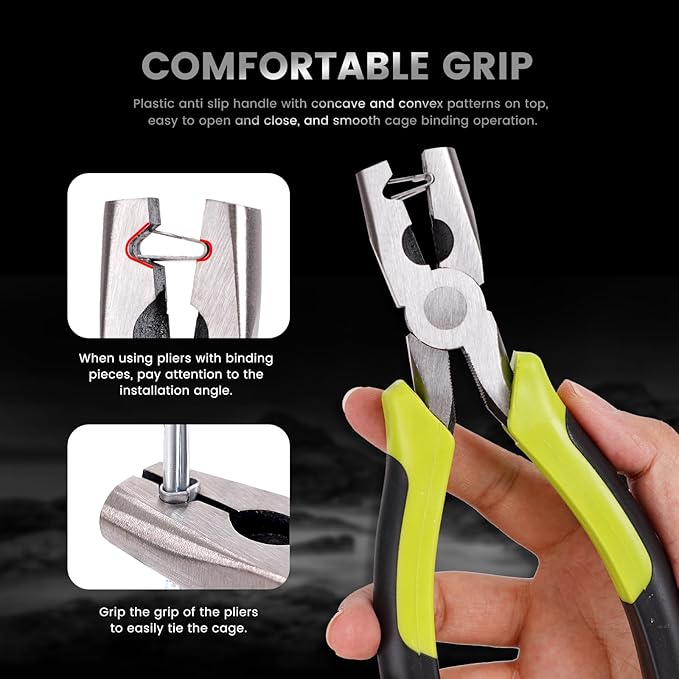 900Pcs Wire Cage Clips with Hog Ring Fencing Pliers Hog Wire Fence Clip Pliers for Bird Quail Rabbit Chicken Wire Cage (900pcs Clips)