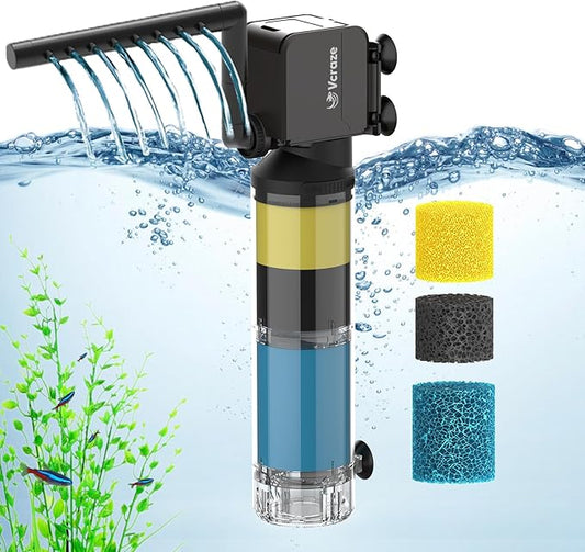 3-Stage Internal Aquarium Filter for Tanks 40-150 Gallon, Fish Tank Filter with Aeration/Rainfall Modes, Fish Filter Turtle Tank Filter with Adjustable Flow Rate