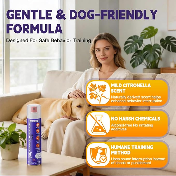 AIMSEIZE Dog Behavior Training Spray: 90ml Large Capacity Hissing Dog Corrector to Stop Barking and Jumping, Citronella Scented Pet Deterrent for Dogs, Safe and Humane Training Tool
