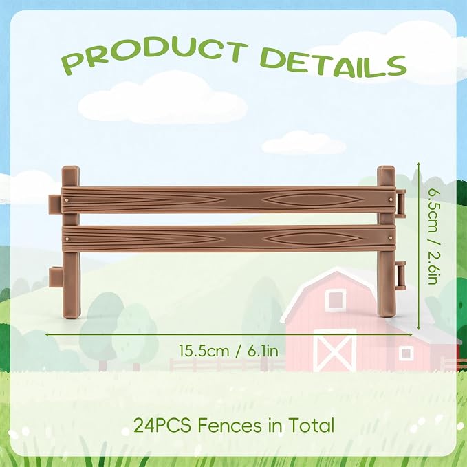 24PCS Farm Ranch Animal Fence Corral Toys for Kids Age 3-5 5-7 4-8 Years Olds Boys Girls, Educational Farm Animal Cake Toppers for Toddlers 3 4 5 6 7 8 9 10