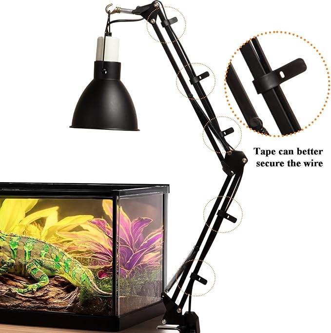 Reptile Lamp Stand for Glass Container Metal Lighting Lamp Holder, Heating Table Lamp Stand for Reptiles (Table Clamp Stand)