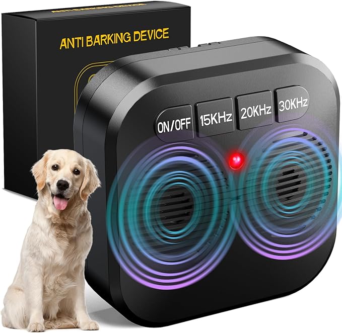 Anti Barking Device for Dogs, Dog Bark Deterrent Device, Rechargeable Ultrasonic Bark Box with 3 Modes, Safe & Effective 33FT Ultrasonic Bark Control Device Indoor, Outdoor & Garden Use (Black)