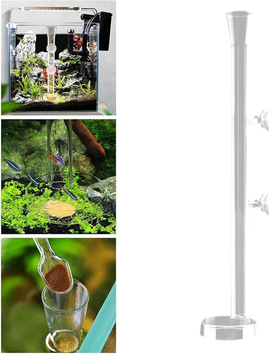 Aquarium Feeder Tube Glass Food Feeding Tube with Round Feeding Tray Fish Tank Shrimp Crab Feeding Accessories Prevents Waste Suitable for Household A, 35cm
