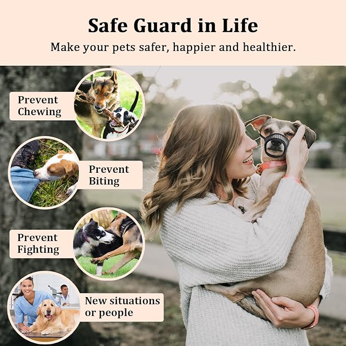 Mayerzon Dog Muzzle, Soft Mesh Muzzles for Small Medium Large Dogs Chihuahua Poodle Husky Labrador Retriever, Breathable Dog Mouth Guard for Biting Chewing Grooming, Allow Panting Drinking (L, Black)