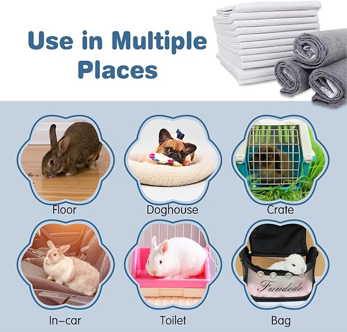 kathson 20 Pcs Guinea Pig Cage Liners Disposable 18" x 24" Rabbit Disposable Potty Training Pad Super Absorbent & Leak-Free Pet Supplies for Bunny Kitten Small Dog Guinea Pig