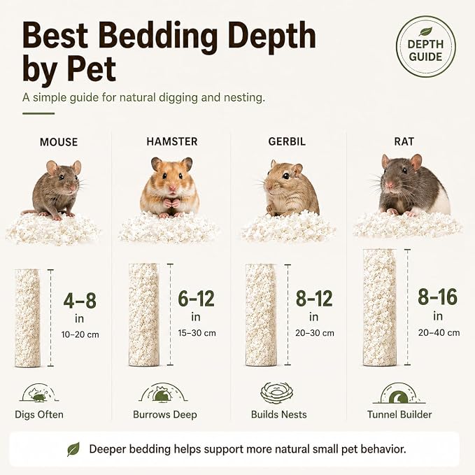 Hamster Bedding 50L, Dust-Free Paper Bedding, Odor Control, 5X Expansion, Natural Unscented for Small Animals, Guinea Pigs, Rabbits & Gerbils
