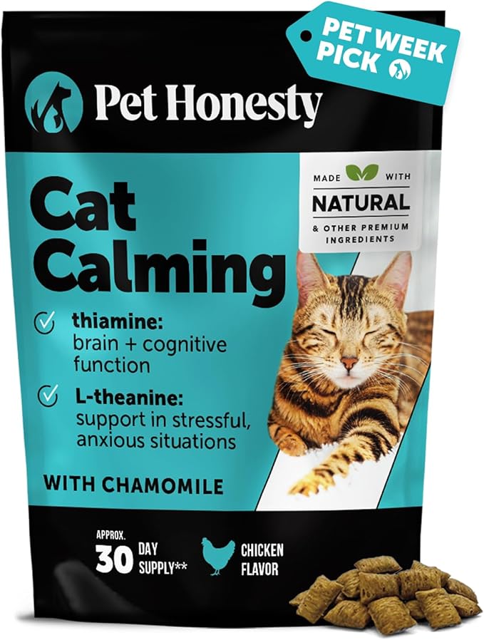 Calming Chews for Cats - Cat Anxiety Relief + Helps Reduce Stress - Behavioral Support & Promotes Relaxation for Travel, Boarding, Vet Visits, Separation Anxiety - Chicken (30-Day Supply)