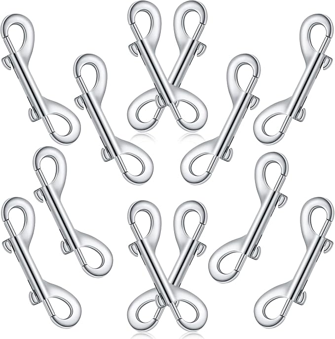 BBTO 12 Pieces Double Ended Bolt Snaps Hook Zinc Alloy Double Trigger Clips Home Pet Accessory for Linking Dog Leash Collar Leash Key Chain Horse Tack Pet Sling Feed Buckets (4.7 Inch)