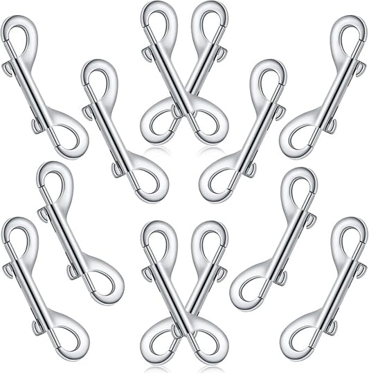 BBTO 12 Pieces Double Ended Bolt Snaps Hook Zinc Alloy Double Trigger Clips Home Pet Accessory for Linking Dog Leash Collar Leash Key Chain Horse Tack Pet Sling Feed Buckets (4.7 Inch)