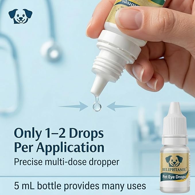 Pet Eye Drops – Vet-Formulated Dog Eye Infection Inflamation Treatment, Allergy Relief, Dry Eyes & Red Eye, Tear Stain Remover for Dogs, Cats, Cattle, Sheep, Horses – 5 mL 0.17 fl oz (1 Bottle)