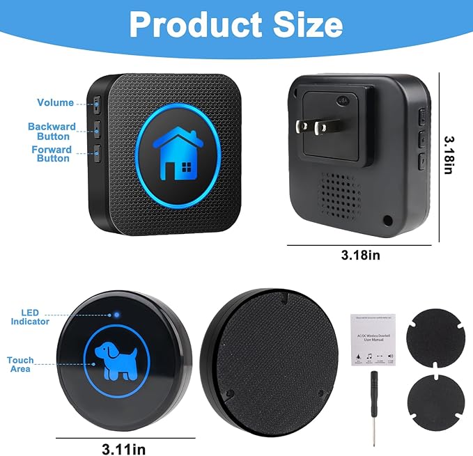 Dog Door Bell 2026 Enhanced Touch, Wireless Doggie Doorbell for Potty Training to Go Outside, IP65 Waterproof, 1000ft Range, 55 Melodies, 5 Modes & Adjustable Volume, 2 Buttons