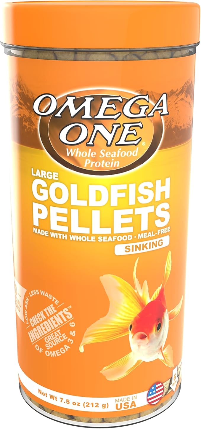 Omega One Goldfish Pellets, Sinking, 6mm Large Pellets, 7.5 oz