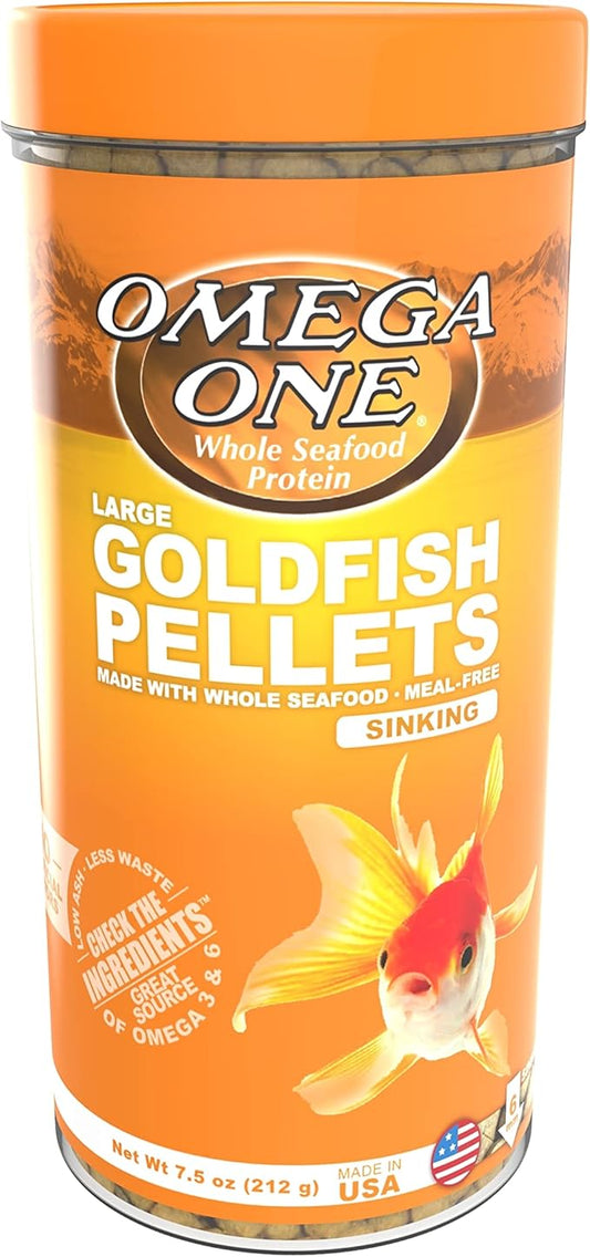 Omega One Goldfish Pellets, Sinking, 6mm Large Pellets, 7.5 oz