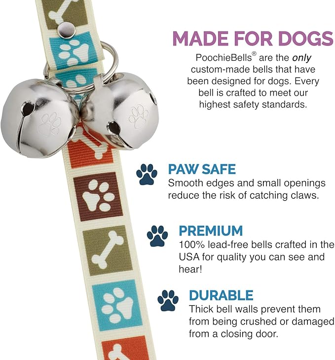 PoochieBells Handcrafted Dog Doorbell for Potty Training – Easy & Quick, Doggie-Safe USA-Made Dog Door Bell with Perfect Sound, Dog Trainer-Recommended for Over 20 Years, Bone App Brown