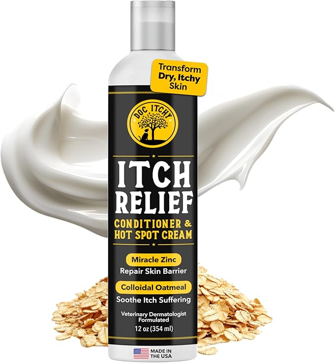 Allergy Armor Itch Relief Conditioner & Hot Spot Cream for Dogs | Medical-Strength Colloidal Oatmeal & Zinc for Dogs | Fortify Skin Barrier | for Dry, Itchy Skin, Dandruff | Made in USA | 12 oz
