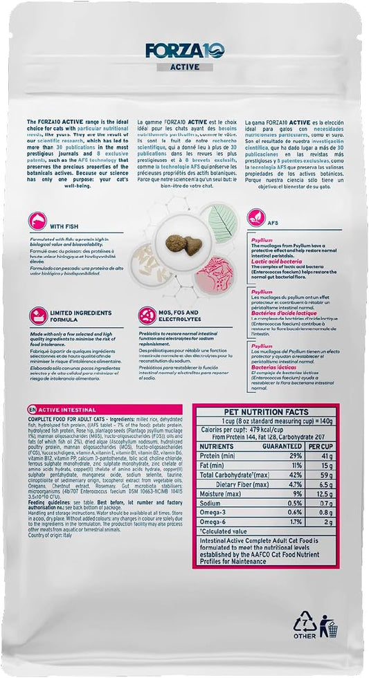 Forza10 - Cat Food, Vet-Apoorved Pet Food for Sensitive Stomachs and Digestive Support, Non-GMO, Fish Flavor, Made in Italy (0.88 lb)