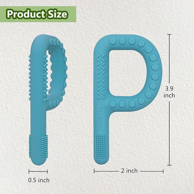 Sensory Toys for Kids Babies Toddlers 4 Pack, P Shape Baby Teething Toys for 3-6 6-12 Months Oral Motor Stimulation, Sensory Chew Toys for Autistic Children, Silicone Chewy Necklaces for Kids Adults