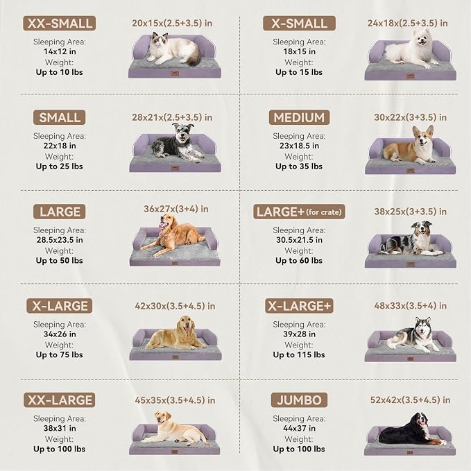 MEKIY Orthopedic Waterproof Dog Bed with Bolster for Extra Large Size Dogs | Pillow Support for Neck Relief, Egg Crate Foam, Waterproof Liner, Anti-Slip Bottom, Removable Bolster Cover, 48 x 33 Inch