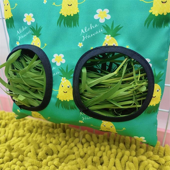 Rabbit Hay Feeder Hanging Feeding Hay Guinea Pig Hay Feeder Storage for Bunny Chinchilla Hamster (2 Windows) (Corn-2 Holes)
