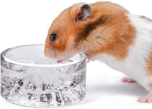 Niteangel Hamster Feeding & Water Bowls- Mount Fuji Series Glass Drinking Bowls for Dwarf Syrian Hamsters Gerbils Mice Rats or Other Similar-Sized Small Pets