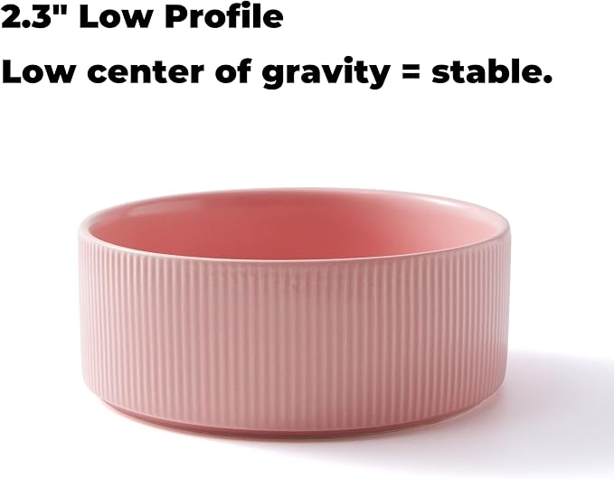 Guinea Pig Vegetable Bowl, Pink Ceramic 6 Inch Heavyweight Non-Tip Small Animal Food & Water Bowl – Wide Shallow Veggie Dish (~20 fl oz) for Chinchilla Rabbit Ferret