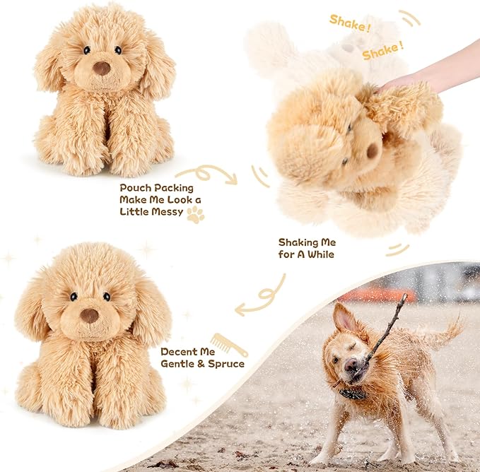 SuzziPals Warmable Golden Retriever Plush Toy Weighted Stuffed Animals, Microwavable Stuffed Animal Heating Pads for Period Cramps, Dog Stuffed Animal for Bedtime, Puppy Plushie Gifts for Kid Women