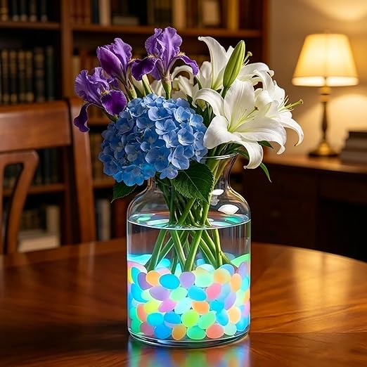 (Orange,600PC) Glow in The Dark Pebbles, Rainbow Glow in the Dark Rocks Outdoor Pathways, Garden, Walkway, Aquarium and Yard Decor, Waterproof Night Guide Rocks for DIY Landscape Lighting