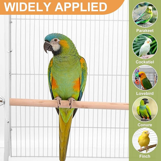 Angoily Dowel Wood Bird Perch Stand Set, Parakeet Perches, 5Pcs 4, 6, 8, 10, 11 Inch Parrot Stand Rods for Cockatiels Conures, Paw Grinding Stick with Metal Wing Nuts, Bird Cage Accessories