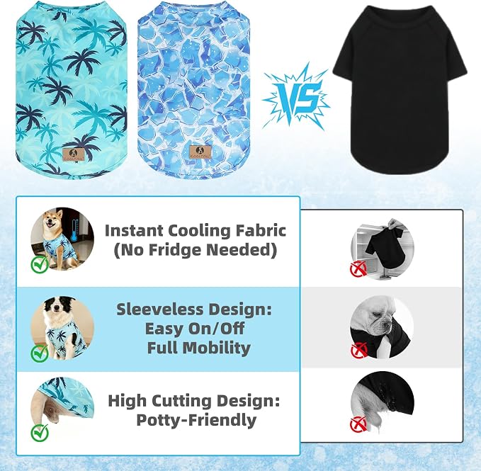 KOOLTAIL Cooling Sunblock Dog Clothes for Large Dogs,2 Pack UPF50+ UV&Insect Protection Quick Dry Dog T Shirts for Outdoor,Anti-Hair Loss Breathable Sleeveless Pet Vest Tank Tops,Ice Cube&Coconut,XL