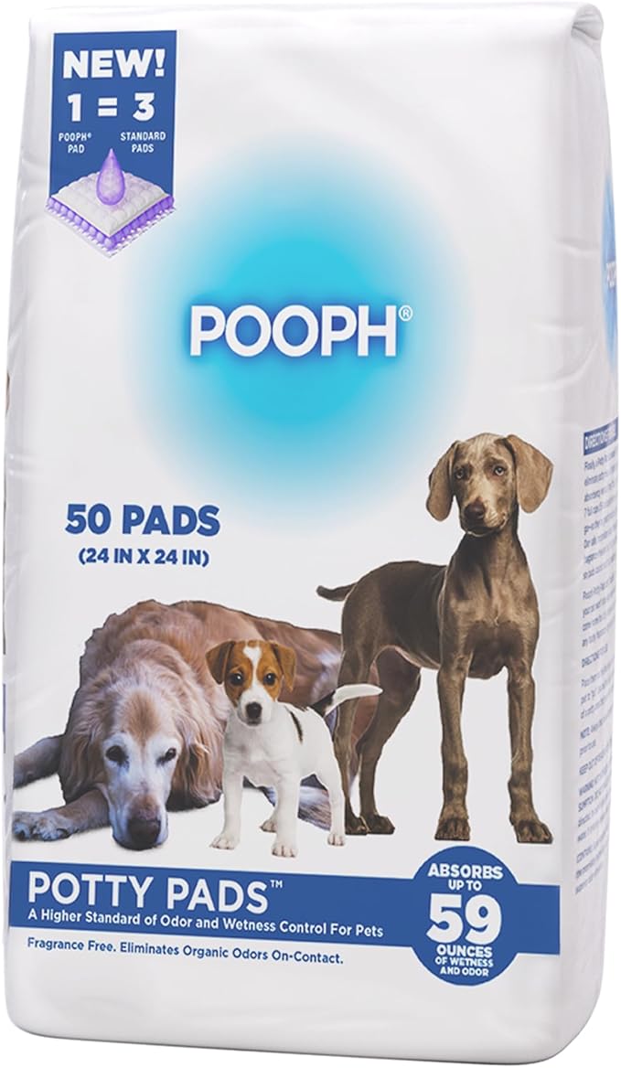 POOPH Puppy Pads 50 Count, 24x24 Inch Extra Large Dog Pee Pads, Disposable Training Pads with Odor Control & Leak-Proof Quick-Dry Backing for Puppies, Adult Dogs, Seniors & Housebound Pets