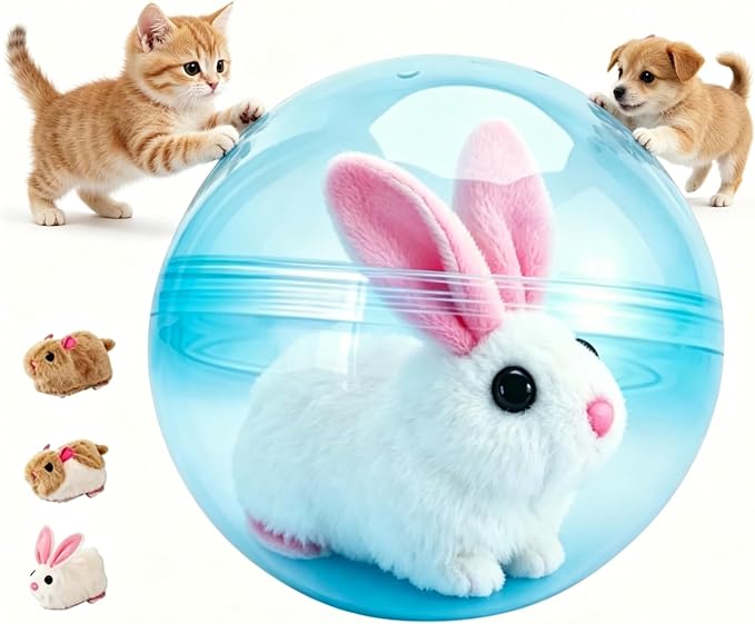 2026 New Self-Rolling Interactive Cat Ball, Realistic Animal Automatic Moving Toy, 360° Spin Chasing Ball for Cats & Dogs(Blue)