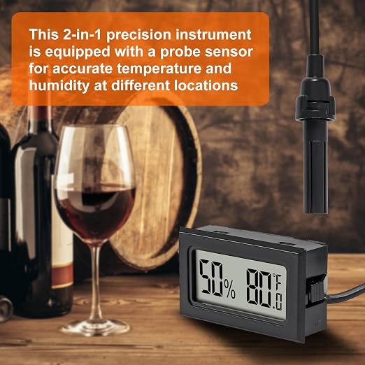 1Pcs Mini Digital Thermometer Hygrometer Gauge Indoor with Probe Sensor LCD Display Meter Temperature Humidity Fahrenheit Meter for Incubator Reptile Plant Tank Garden ℉