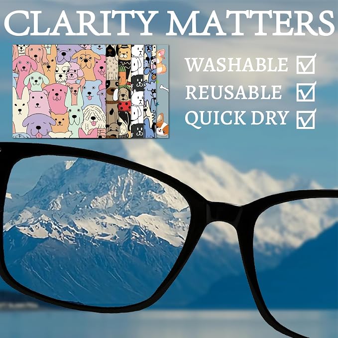 CREATCABIN 6Pcs Glasses Cleaning Cloth Microfiber Lens Cleaning Cloths Reusable Dog Glasses Cleaner Wipes Soft Microfiber Eyeglass for Camera Laptops Screens Cell Phone 6x6Inch