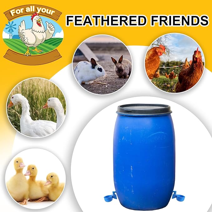 Tanlade 50 Pcs Automatic Chicken Waterer Cups Chicken Feeder for PVC Pipe Waterer Kit for Poultry Duck Goose Turkey Bunny (Blue,Classic)