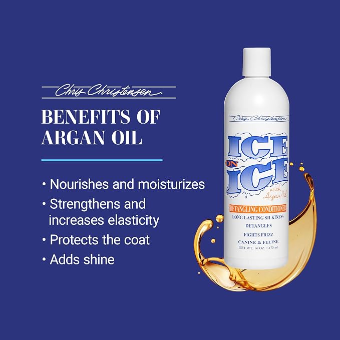 Chris Christensen Ice on Ice Detangling Dog Conditioner, Groom Like a Professional, Dematts, Moisturizes, Creates Long Lasting Silkiness, All Coat Types, Made in USA, 1gal