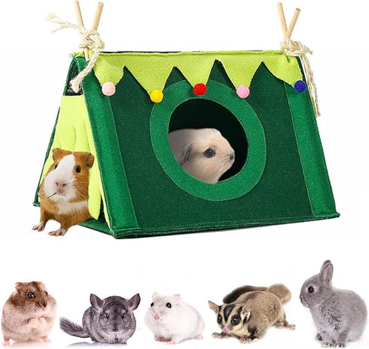 Guinea Pig Forest Hideaway Tent Small Animals Fleece Hideout Hamster Corner Hammock House Pet Habitat Bed Rabbits Nest Toy Cage Accessories for Chinchillas Ferrets Hedgehogs Glider Rats Bunny