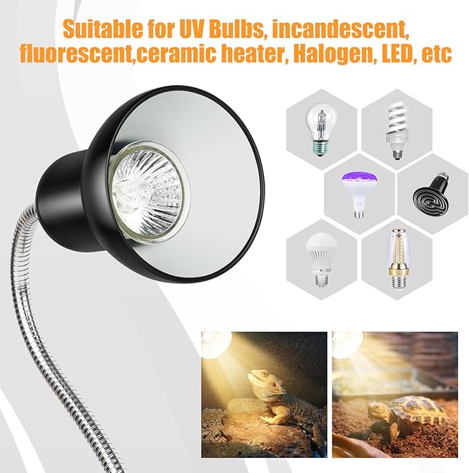 Reptile Heat Lamps, UVA/UVB Turtle Heat Lamp,Turtle Aquarium Light Bulbs, Heating Lamps with Cycle Timer, 360° Rotatable Heat Lamp for Lizard Turtle Snake Aquarium Aquatic Plants,2 Heat Bulbs 110V
