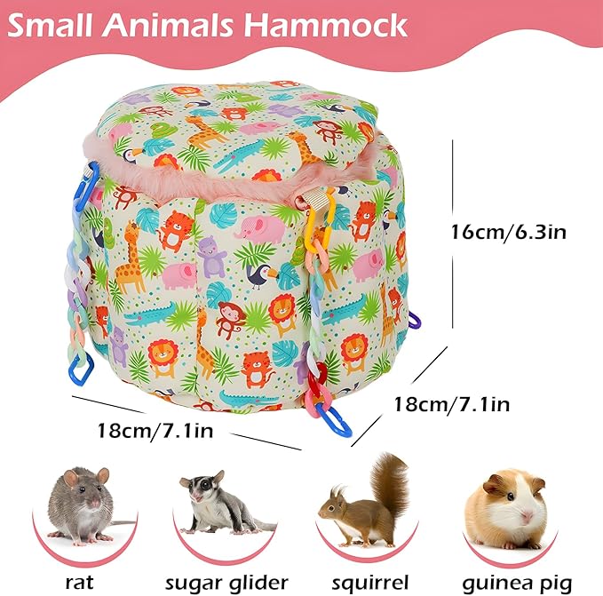 Rat Hanging Bed, Sugar Glider Cage Accessories, Guinea Pig Hammock Warm Sleeping Nest Bed, Small Animals Cage Hammock for Rat, Squirrel, Hamster, Parrot