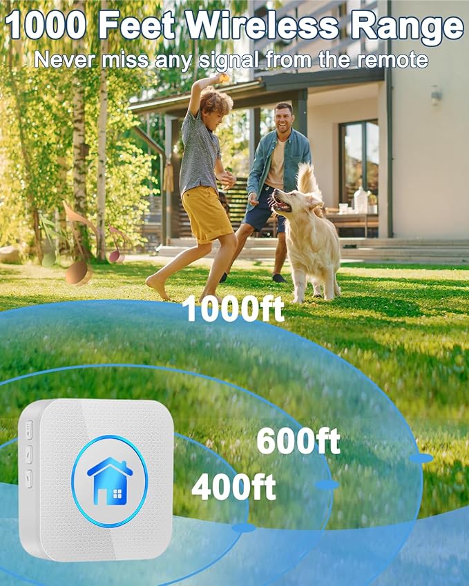 Dog Door Bell 2026 Enhanced Touch, Wireless Doggie Doorbell for Potty Training to Go Outside, IP65 Waterproof, 1000ft Range, 55 Melodies, 5 Modes & Adjustable Volume, 2 Buttons - White