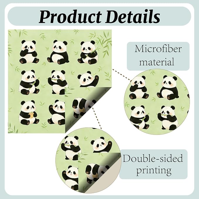 CREATCABIN 6Pcs Glasses Cleaning Cloth Microfiber Cleaning Cloths Suede Fiber Glasses Cleaner Wipes Soft Washable Microfiber Reusable for Eyeglasses Camera Lens Laptops Screens Phone 6 x 6 Inch Panda