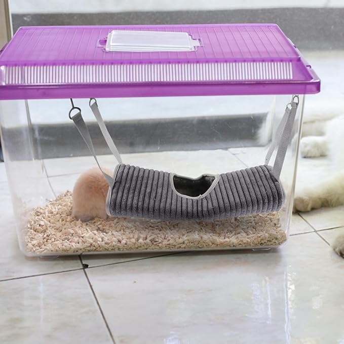 SHINEOFI Ferret Hideout Nest Warm Plush Hanging Hammock Small Pet Tunnel Cage Winter Sleeping Bed for Guinea Pig and Hamster