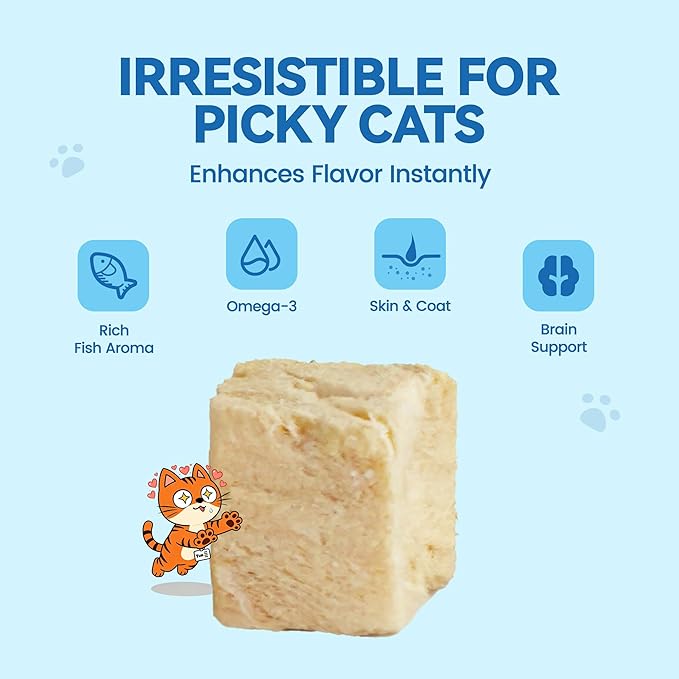 Freeze-Dried Salmon Cat Treats for Skin & Coat Support, 4oz Single Ingredient High Protein Snacks, Grain & Gluten Free