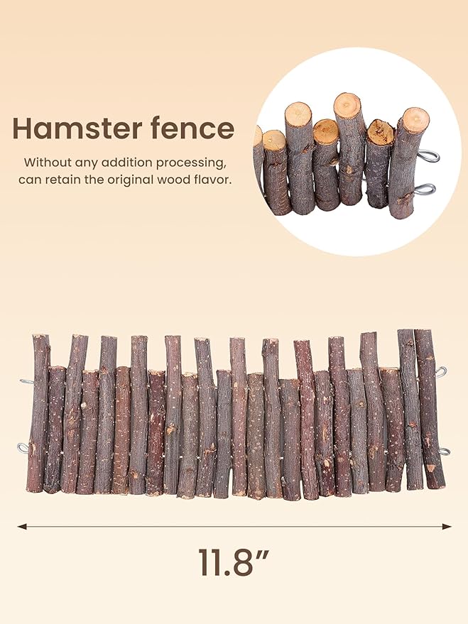2 PCS 11.8in Wooden Hamster Fence, Flexible Bridge, Hamster Cage Accessories Decor