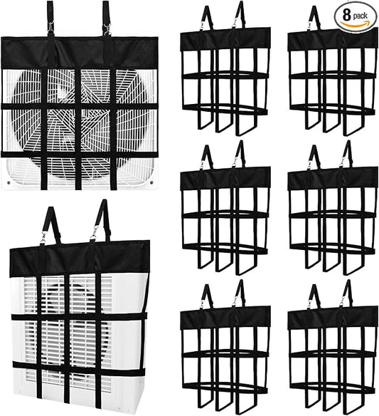 Tessco for you 8 Pcs Box Fan Holder Horse Stall Classic Fan Bag Hanging Web Holder Nylon Box Hay Bag Horse Accessories (Black)