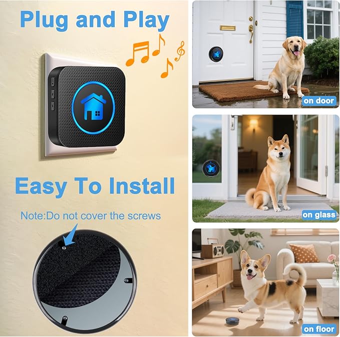 Dog Door Bell 2026 Enhanced Touch, Wireless Doggie Doorbell for Potty Training to Go Outside, IP65 Waterproof, 1000ft Range, 55 Melodies, 5 Modes & Adjustable Volume, 1 Buttons