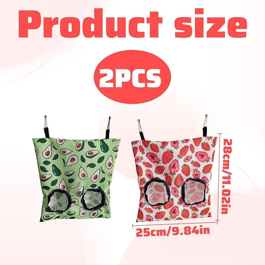 Rabbit Hay Feeder,2 PCS Guinea Hay Feeder Hay Feeder Rabbit,Hanging Hay Bags with Storage Pouch,Rabbit Hay Rack,for Guinea Pigs, Bunnies, Chinchillas, and Hamsters