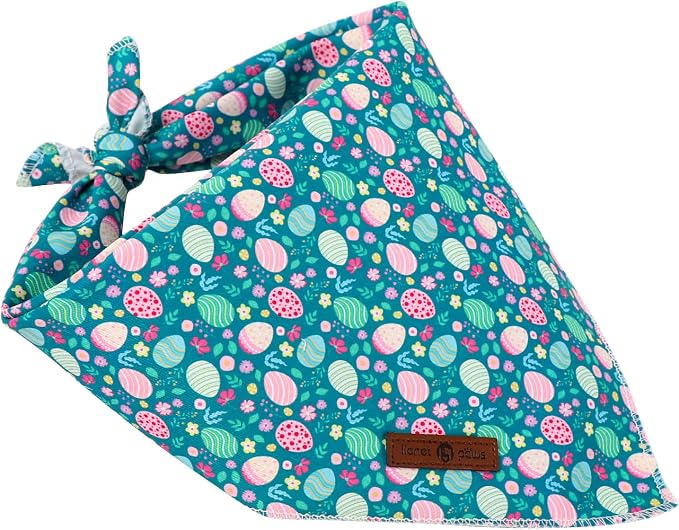 Lionet Paws Easter Dog Bandana for Small Medium Dogs,Green Dog Kerchief Eggs Dogs Triangle Bibs Scarf for Girl or Boy